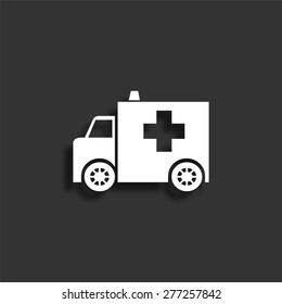 Ambulance icon with shadow - vector illustration