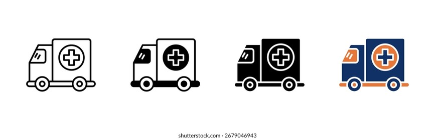 Ambulance icon sheet multiple style collection