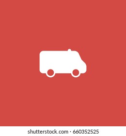 ambulance icon. sign design. red background