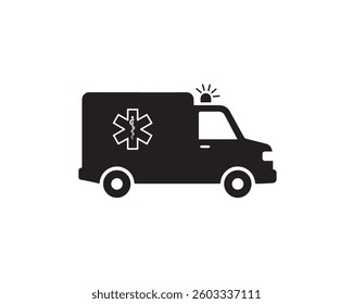 Ambulance icon silhouette design template.