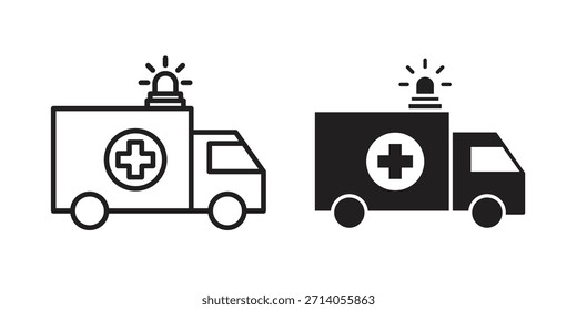 Diseños de Vector de silueta de icono de ambulancia. Trazos editables