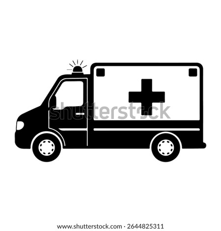 Ambulance icon silhouette icon vector flat design on white background
