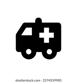 Ambulance icon silhouette vector illustration on white background.