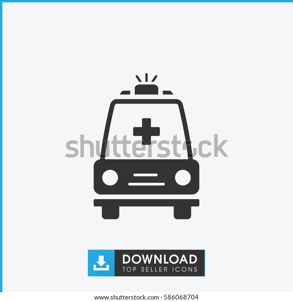 ambulance icon. Simple filled ambulance icon.\
On white background.