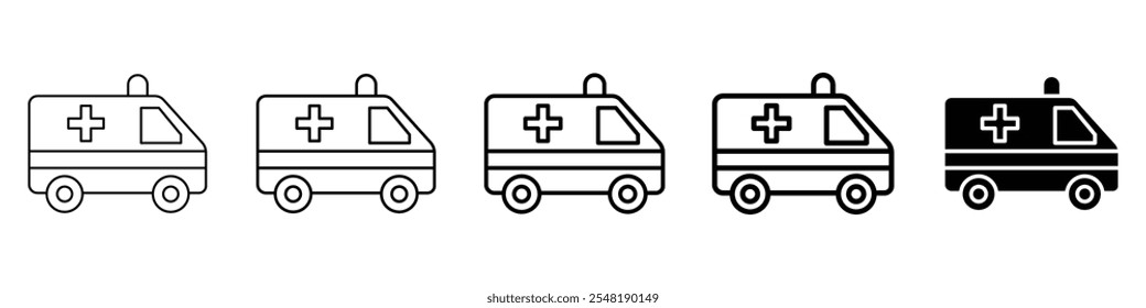 ambulance icon Simple thin line logo set