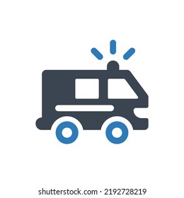 Icono de ambulancia (ilustración simple vectorial)