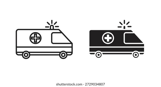 Ícone de ambulância simples vetores em preto, adequado para projetos