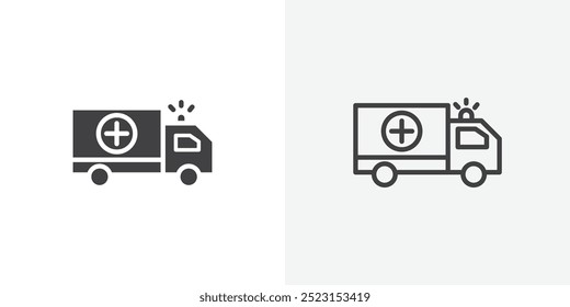 Ambulance icon. solid filled and stroke thin line style eps 10