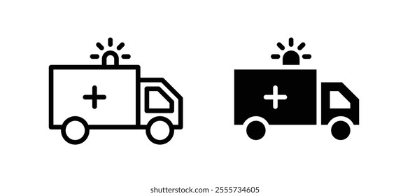 Ambulance icon symbol collection on white background.
