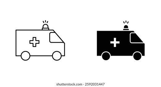 Ambulance icon symbol collection on white background.