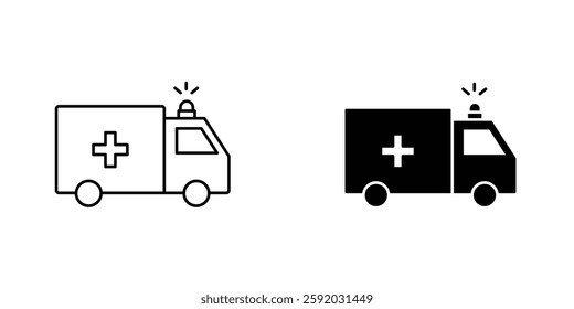 Ambulance icon symbol collection on white background.