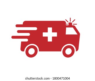 Ambulance Icon Symbol. First Aid Response Logo Sign. Vector Illustration Image. Isolated On White Background.