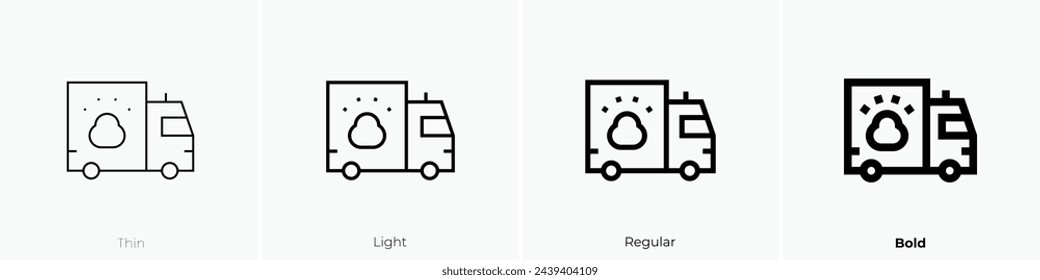 ambulance icon. Thin, Light Regular And Bold style design isolated on white background