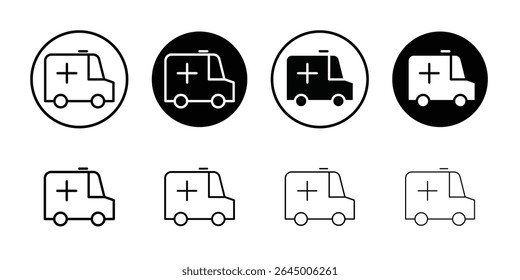 Ambulance icon Thin line illustration set vector