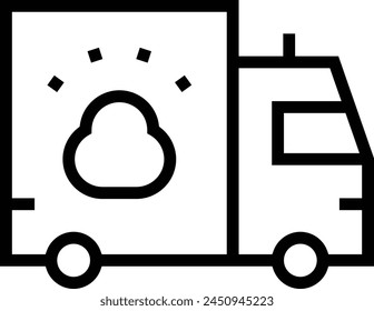 Symbol für Krankenwagen. Dünnes lineares Design isoliert auf weißem Hintergrund