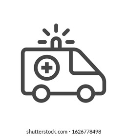 Ambulance icon thin lines design. Vector illustration isolated on white background.