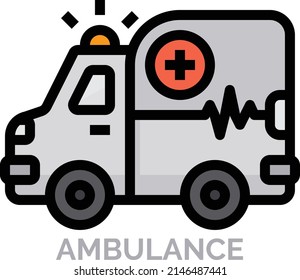 Diseño plano de vectores de iconos de ambulancia