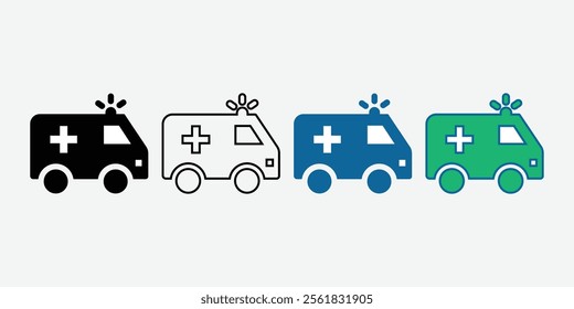 Ambulance Icon Vector. Emergency Medical Car Icon. Medical Transport. Healthcare Icon. Emergency Car.