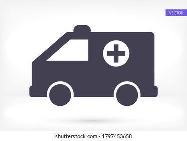 icono de ambulancia. Vector de ambulancia EPS 10. Diseño plano Lorem Ipsum. medicina. ayudar a la gente. estilo de diseño plano. en cualquier dirección, se realiza como fondo para el baño.