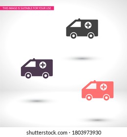 ambulance icon. Ambulance vector EPS 10. Lorem Ipsum Flat Design. medicine. help people. flat design style. made in the background for your swimming in any direction.