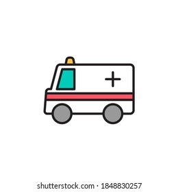 ambulance icon vector. filled outline style. isolated on white background