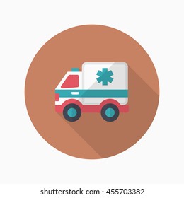 Ambulance icon , Vector flat long shadow design.