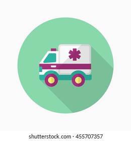 Ambulance icon , Vector flat long shadow design.