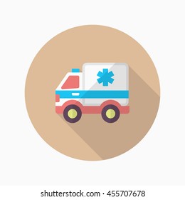Ambulance icon , Vector flat long shadow design.