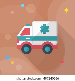 Ambulance icon , Vector flat long shadow design.
