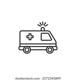 Ambulance icon Vector flat thin line illustration