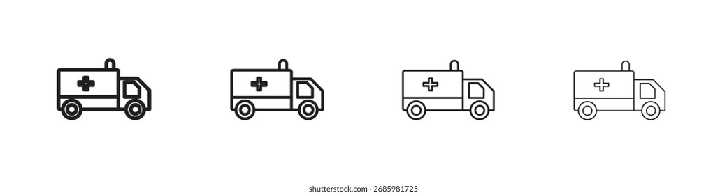 Gráficos del Vector del icono de la ambulancia. iconos negros del vector del estilo