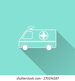 Ambulance icon, vector illustration, flat design.