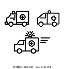 Icono de ambulancia ilustra la plantilla del logotipo para muchos fines. Aislado sobre fondo blanco.