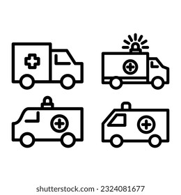 Icono de ambulancia ilustra la plantilla del logotipo para muchos fines. Aislado sobre fondo blanco.
