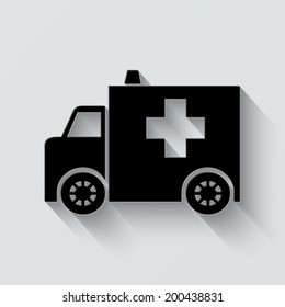 ambulance icon - vector illustration with shadow on light background