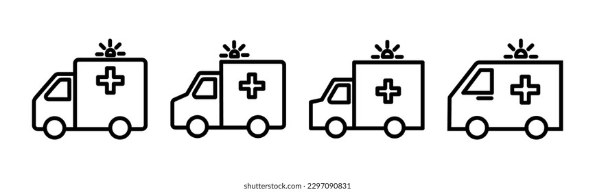 Ambulance icon vector illustration. ambulance truck sign and symbol. ambulance car