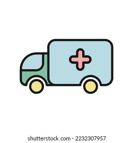 Ambulance icon, vector illustration in two color trendy design style, isolated on white background. Perfect editable graphic resources for many purposes.