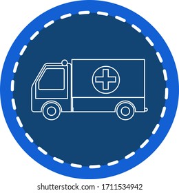 Icono de ambulación ilustración vectorial líneas blancas fondo azul