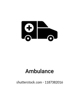 Ambulance icon vector isolated on white background, logo concept of Ambulance sign on transparent background, filled black symbol