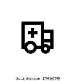Ambulance Icon / Vector - In Line / Stroke Design with Editable Stroke