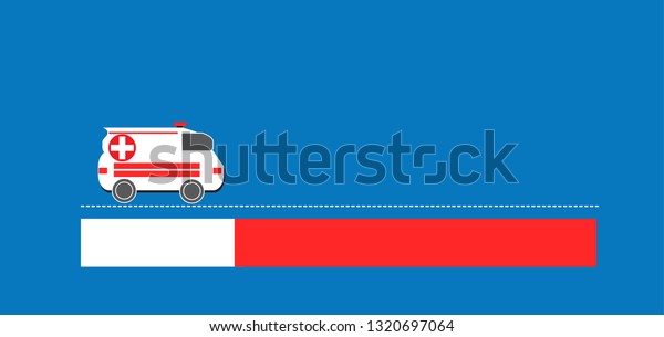 Ambulance Icon / Vector - In Line / Stroke\
Design with Editable Stroke .White ambulance car vector mock-up.\
Isolated medical van template on blue\
background.