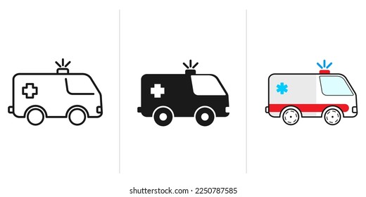 Ambulance icon vector, medical emergency car isolated white background. health care and healthy lifestyle concept. vector illustration.