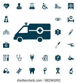 Ambulance Icon vector, medical set on white background. Health Care Vector illustration