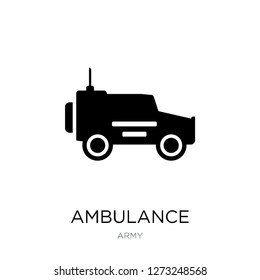 ambulance icon vector on white background, ambulance trendy filled icons from Army collection, ambulance simple element illustration