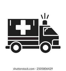 Vector del icono de la ambulancia en el fondo blanco