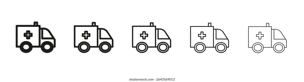 Ambulance icon vector outline set illustration sign
