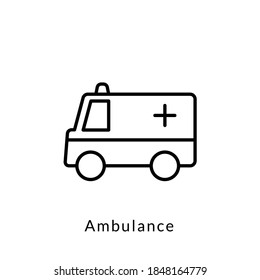 ambulance icon vector. outline style. isolated on white background