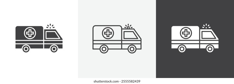 Ambulance icon vector set for ui designs