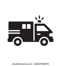 Glifo Sólido Vetor Ícone De Ambulância Para Serviço Médico De Emergência E Transporte Hospitalar Veículo De Primeira Resposta Para Cuidados De Saúde Urgentes E Paramédicos