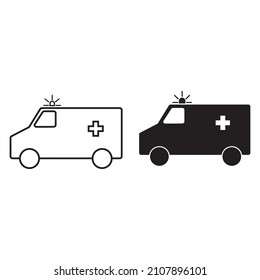 Ambulance icon vector symbol set. ambulance truck icon vector. ambulance car
